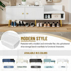 Modern Shoe Storage Bench with Hidden Storage and Upholstered Cushions
