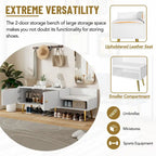 Modern Shoe Storage Bench with Hidden Storage and Upholstered Cushions