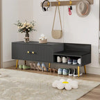 Modern Shoe Storage Bench with Hidden Storage and Upholstered Cushions