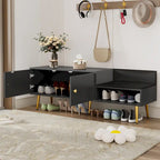 Modern Shoe Storage Bench with Hidden Storage and Upholstered Cushions