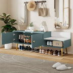 Modern Shoe Storage Bench with Hidden Storage and Upholstered Cushions