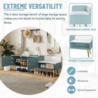Modern Shoe Storage Bench with Hidden Storage and Upholstered Cushions