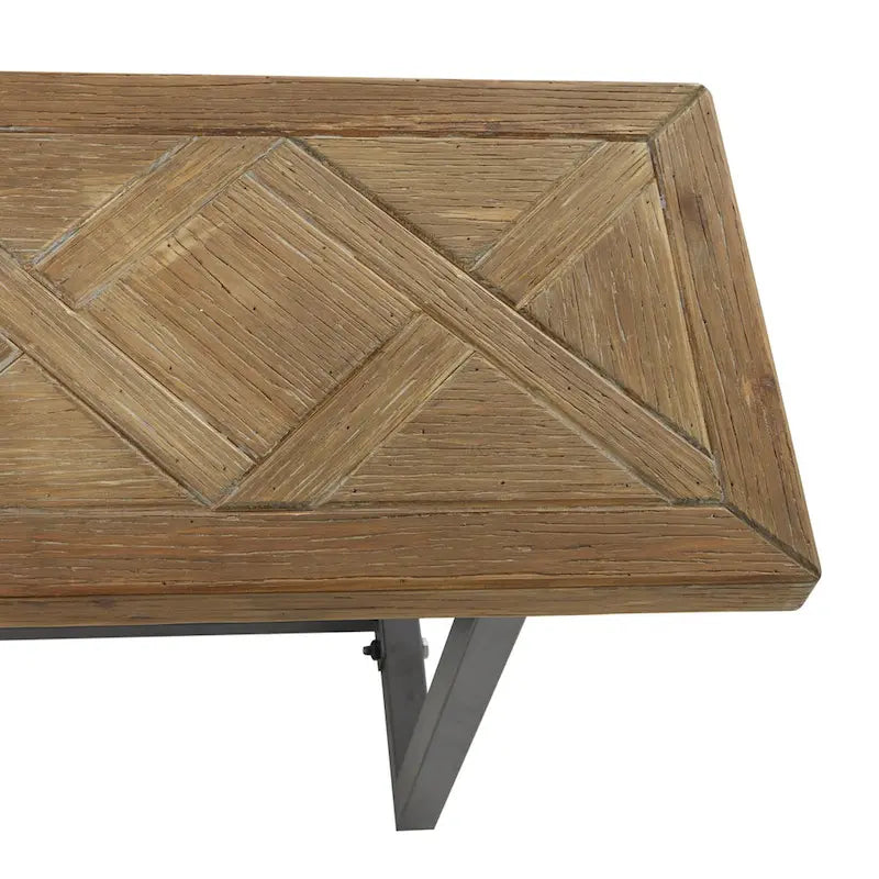 Wood Bench with Black Metal Base - Brown - Roche River Decor
