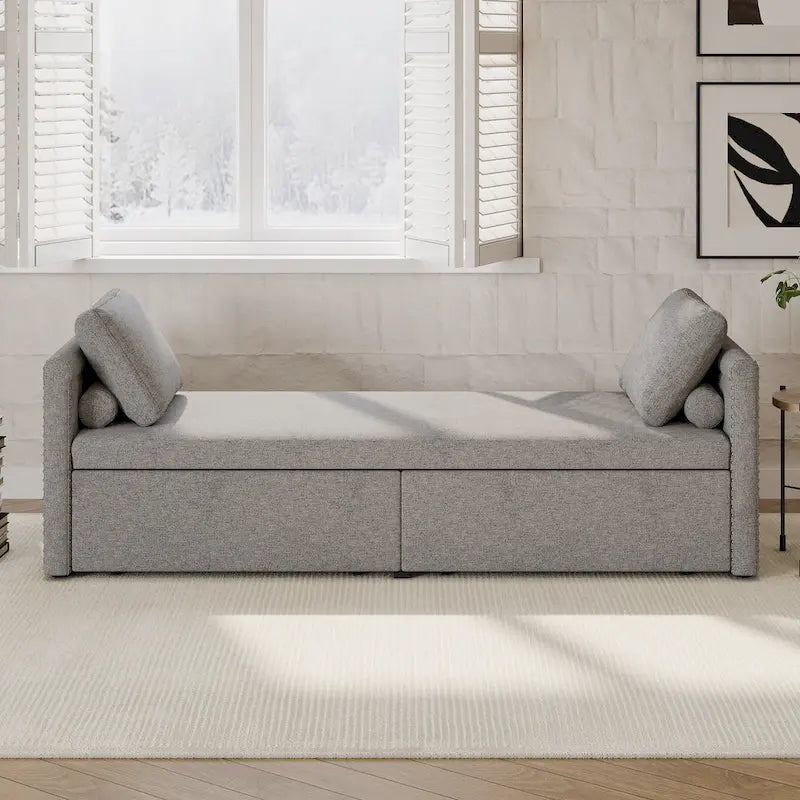 Modern Chaise Lounger Daybed Small Single Daybed with 2 Drawers,No Mattress Needed,Perfect For Living Rooms&Home Office