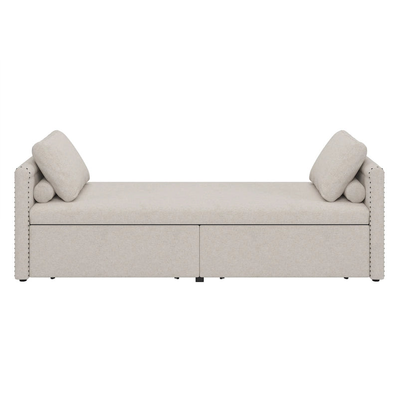 Modern Chaise Lounger Daybed Small Single Daybed with 2 Drawers,No Mattress Needed,Perfect For Living Rooms&Home Office