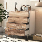 Wooden Tall 4 Drawer Dresser,Chest of Drawers with 4 Metal Legs, Anti-Tipping Device for Bedroom,Living Room