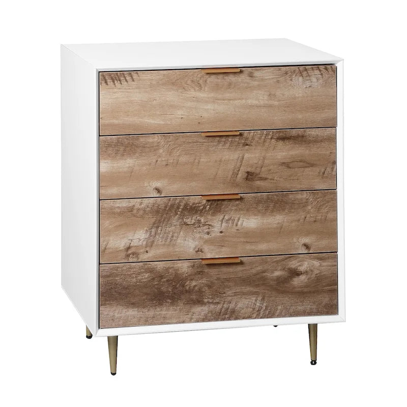 Wooden Tall 4 Drawer Dresser,Chest of Drawers with 4 Metal Legs, Anti-Tipping Device for Bedroom,Living Room