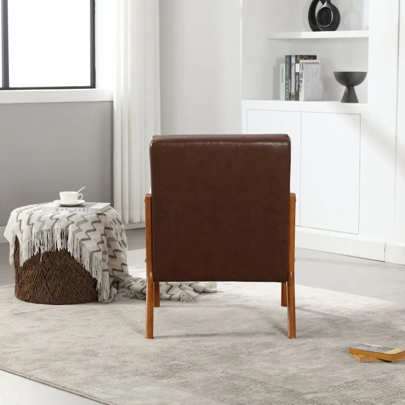 Modern PU Leather Accent Chair with One Pillow