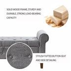62  Bedroom Tufted Button Storage Bench, Modern Fabric Upholstered Ottoman,Window Bench,Rolled Arm Design for Bedroom