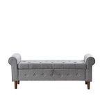 62  Bedroom Tufted Button Storage Bench, Modern Fabric Upholstered Ottoman,Window Bench,Rolled Arm Design for Bedroom