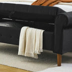 62  Bedroom Tufted Button Storage Bench, Modern Fabric Upholstered Ottoman,Window Bench,Rolled Arm Design for Bedroom