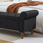 62  Bedroom Tufted Button Storage Bench, Modern Fabric Upholstered Ottoman,Window Bench,Rolled Arm Design for Bedroom