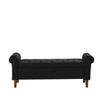 62  Bedroom Tufted Button Storage Bench, Modern Fabric Upholstered Ottoman,Window Bench,Rolled Arm Design for Bedroom