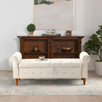 62  Bedroom Tufted Button Storage Bench, Modern Fabric Upholstered Ottoman,Window Bench,Rolled Arm Design for Bedroom