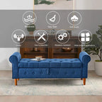 62  Bedroom Tufted Button Storage Bench, Modern Fabric Upholstered Ottoman, Window Bench, Rolled Arm Design for Bedroom