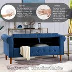 62  Bedroom Tufted Button Storage Bench, Modern Fabric Upholstered Ottoman, Window Bench, Rolled Arm Design for Bedroom