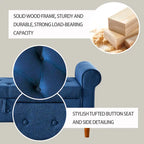 62  Bedroom Tufted Button Storage Bench, Modern Fabric Upholstered Ottoman, Window Bench, Rolled Arm Design for Bedroom