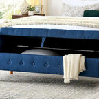62  Bedroom Tufted Button Storage Bench, Modern Fabric Upholstered Ottoman, Window Bench, Rolled Arm Design for Bedroom