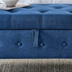 62  Bedroom Tufted Button Storage Bench, Modern Fabric Upholstered Ottoman, Window Bench, Rolled Arm Design for Bedroom