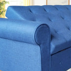 62  Bedroom Tufted Button Storage Bench, Modern Fabric Upholstered Ottoman, Window Bench, Rolled Arm Design for Bedroom