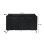 Arch 3D Carved 4 Door Sideboard, Sideboard Buffet Cabinet With Storage, Modern Coffee Bar Cabinet With Adjustable Shelf
