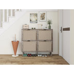 4 Door Shoe Rack, Freestanding Modern Shoe Storage Cabinet, for Entryway