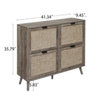 4 Door Shoe Rack, Freestanding Modern Shoe Storage Cabinet, for Entryway