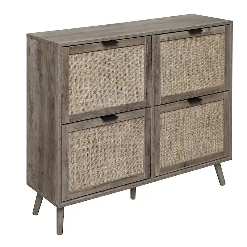 4 Door Shoe Rack, Freestanding Modern Shoe Storage Cabinet, for Entryway