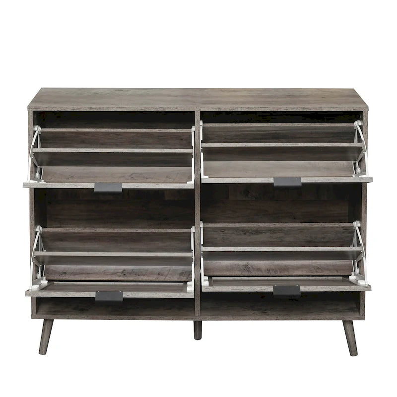 4 Door Shoe Rack, Freestanding Modern Shoe Storage Cabinet, for Entryway