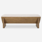 Uttermost Wedged Ivory Fabric Bench - 17  H X 59  W X 19  D