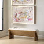 Uttermost Wedged Ivory Fabric Bench - 17  H X 59  W X 19  D