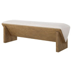 Uttermost Wedged Ivory Fabric Bench - 17  H X 59  W X 19  D