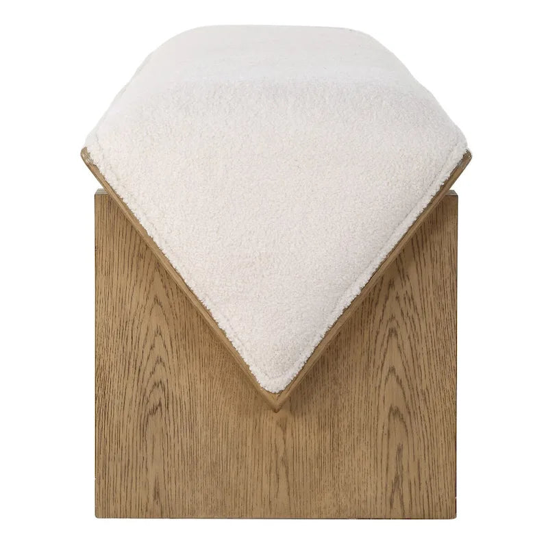 Uttermost Wedged Ivory Fabric Bench - 17  H X 59  W X 19  D
