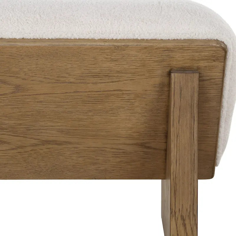 Uttermost Wedged Ivory Fabric Bench - 17  H X 59  W X 19  D