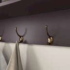 Espresso Entryway Wall Mounted Coat Rack with 4 Dual Hooks Living Room Wooden Storage Shelf