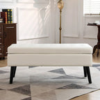 Storage Bench with Storage,End of Bed Bench,Entryway Bench,Storage Ottoman Bench 43.3  W x 17.7  White PU Leather Bench