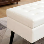 Storage Bench with Storage,End of Bed Bench,Entryway Bench,Storage Ottoman Bench 43.3  W x 17.7  White PU Leather Bench