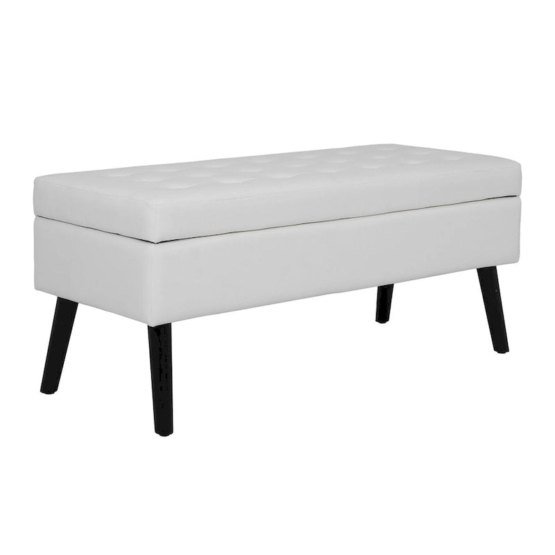 Storage Bench with Storage,End of Bed Bench,Entryway Bench,Storage Ottoman Bench 43.3  W x 17.7  White PU Leather Bench