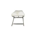 Leather Upholstered Tufted Home Bench with Silver Diagonal Base - Grey - Roche River Decor