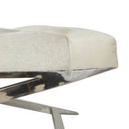 Leather Upholstered Tufted Home Bench with Silver Diagonal Base - Grey - Roche River Decor