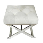 Leather Upholstered Tufted Home Bench with Silver Diagonal Base - Grey - Roche River Decor