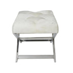 Leather Upholstered Tufted Home Bench with Silver Diagonal Base - Grey - Roche River Decor