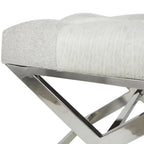 Leather Upholstered Tufted Home Bench with Silver Diagonal Base - Grey - Roche River Decor