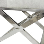 Leather Upholstered Tufted Home Bench with Silver Diagonal Base - Grey - Roche River Decor