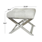 Leather Upholstered Tufted Home Bench with Silver Diagonal Base - Grey - Roche River Decor
