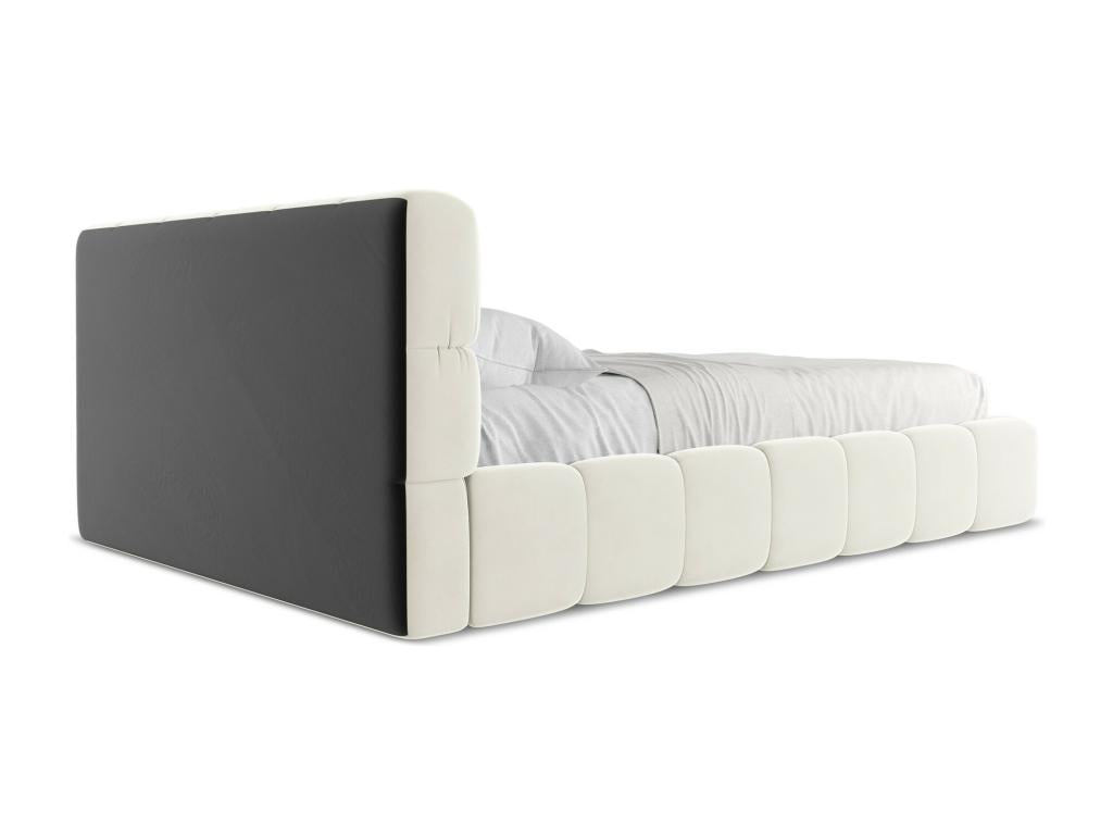 Beige Velvet Bed, 140 x 200 cm