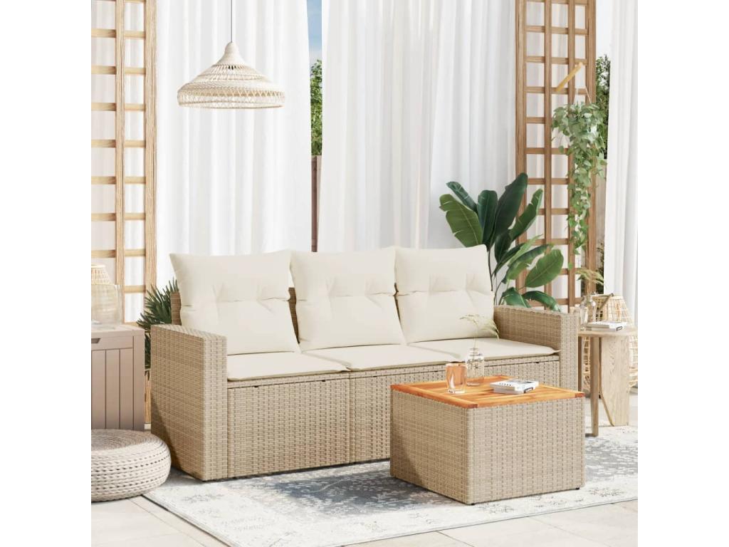 Beige Woven Resin Wicker Outdoor Furniture Set - dlz1766585763435