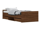 Brown Oak Wood Bed Frame, 90 x 190 cm