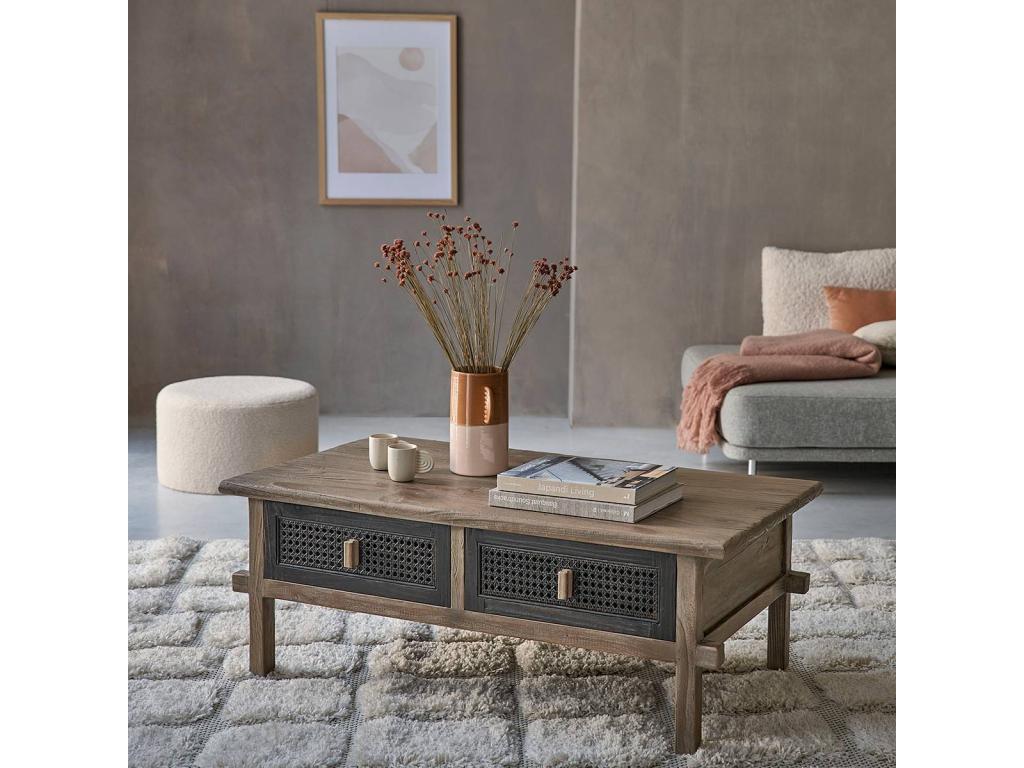 Gray Pine Wood Coffee Table