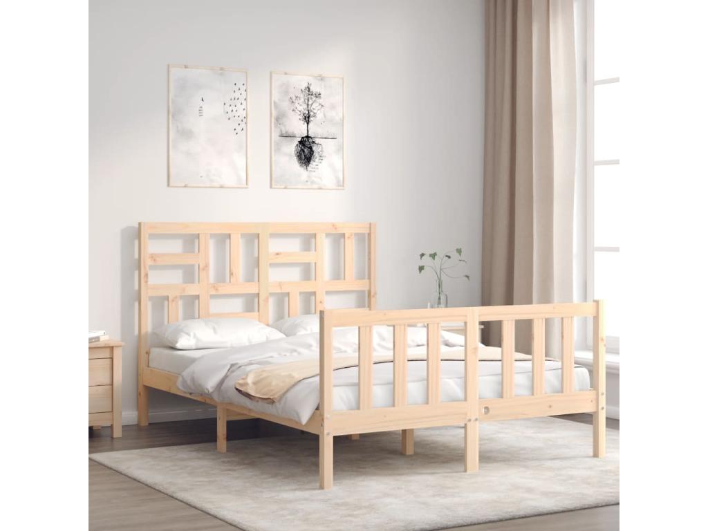 Brown Solid Wood Bed Frame